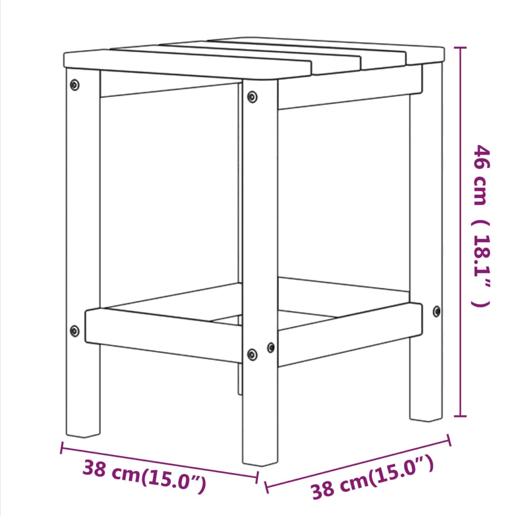 vidaXL Adirondack bord vit 38x38x46 cm HDPE