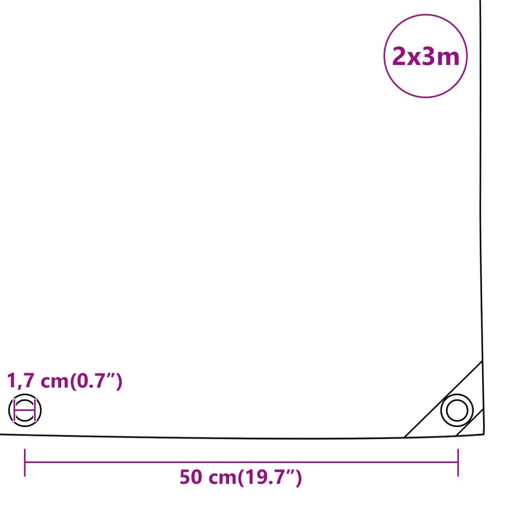 vidaXL Presenning antracit 2x3 m 650 g/m²