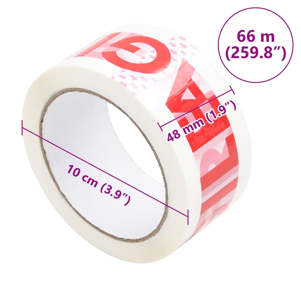 vidaXL Förpackningstejp 12 st FRAGILE vit 48 mm x 66 m