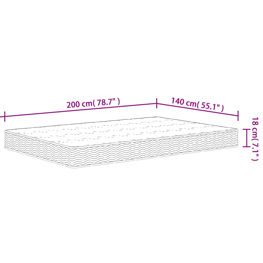 vidaXL Bonellresårmadrass medium 140x190 cm