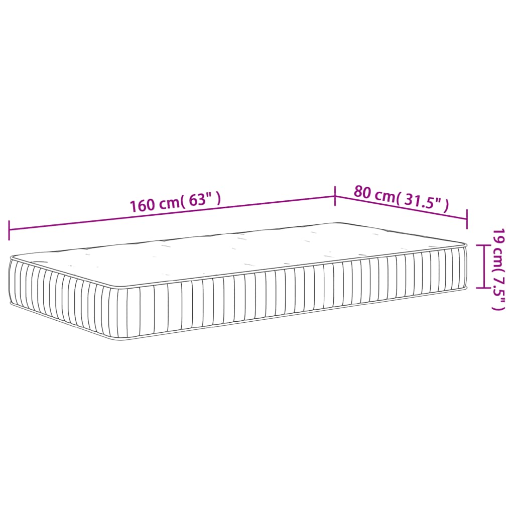 vidaXL Pocketresårmadrass för barn medium 80x160 cm