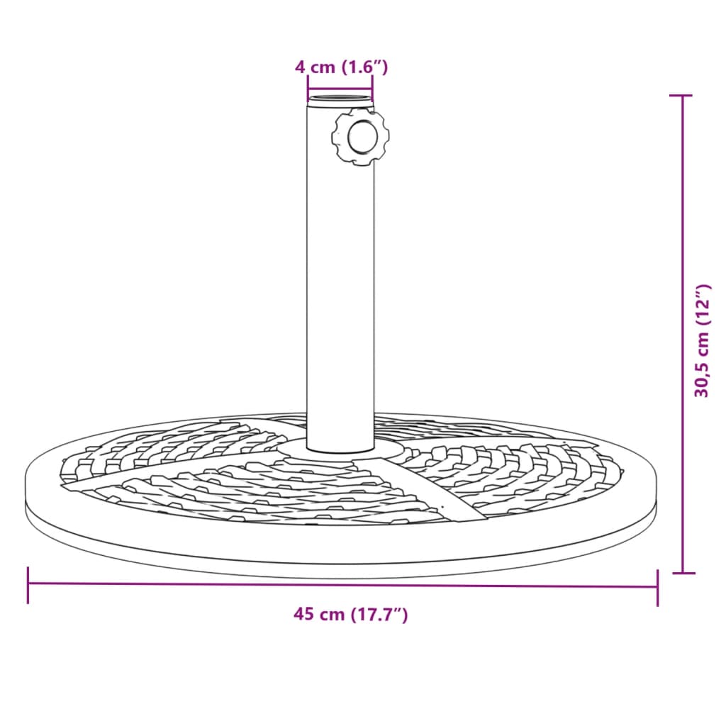 vidaXL Parasollfot för Ø38 / 48 mm stolpar 12 kg rund