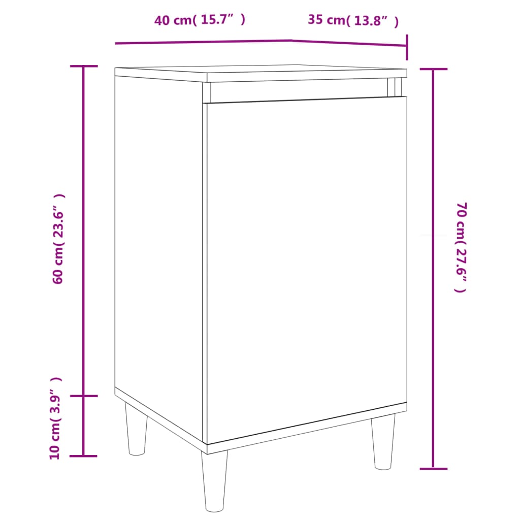 vidaXL Sängbord 2 st vit 40x35x70 cm konstruerat trä