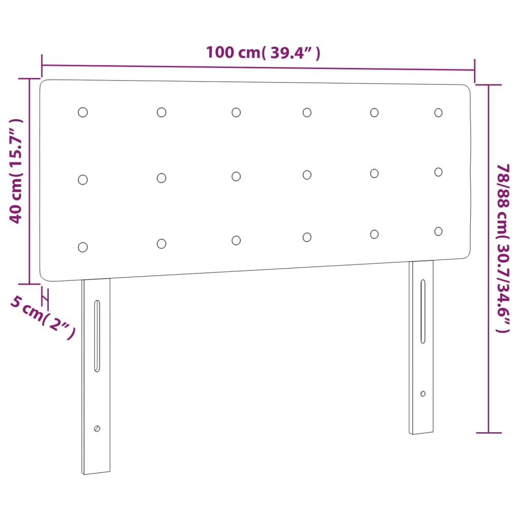 vidaXL Sänggavel LED ljusgrå 100x5x78/88 cm tyg