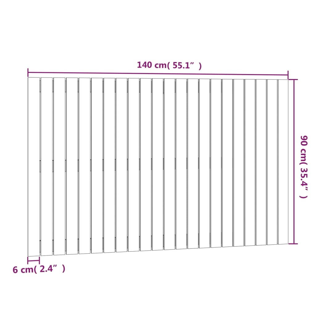 vidaXL Väggmonterad huvudgavel honungsbrun 140x3x90 cm massiv furu