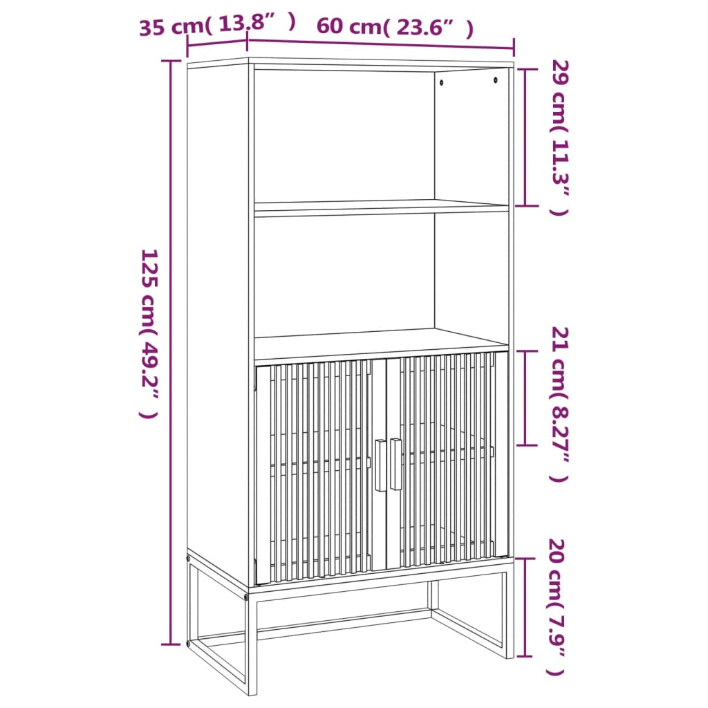 vidaXL Högskåp vit 60x35x125 cm konstruerat trä