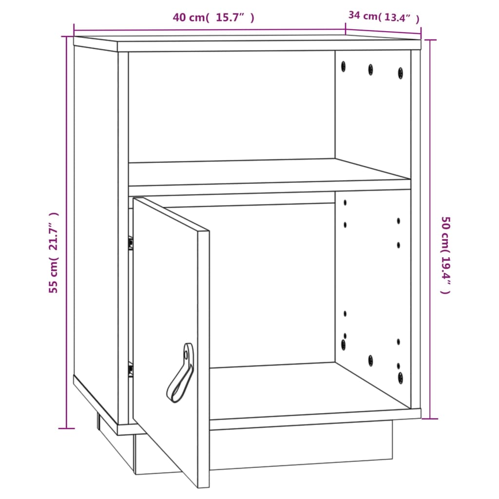 vidaXL Sängbord 2 st honungsbrun 40x34x55 cm massiv furu