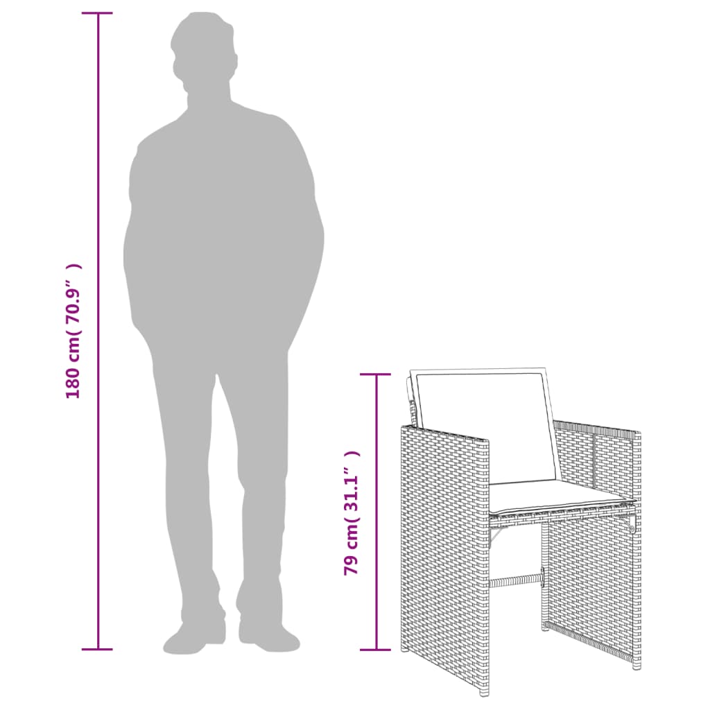 vidaXL Matgrupp för trädgården med dynor 5 delar mixbeige konstrotting