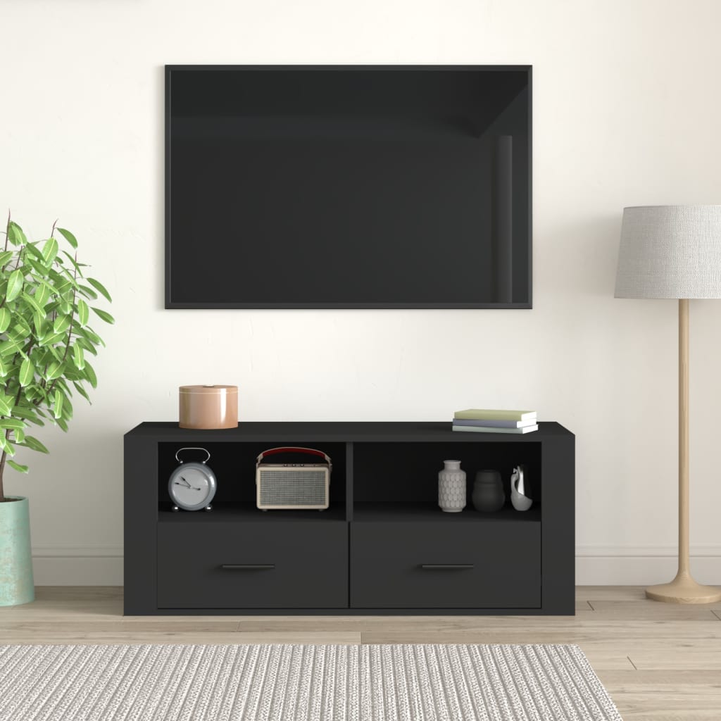 vidaXL TV-skåp svart 100x35x40 cm konstruerat trä