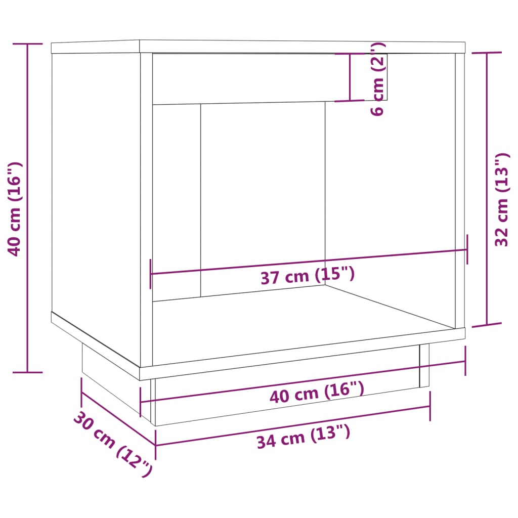 vidaXL Sängbord svart 40x30x40 cm massiv furu