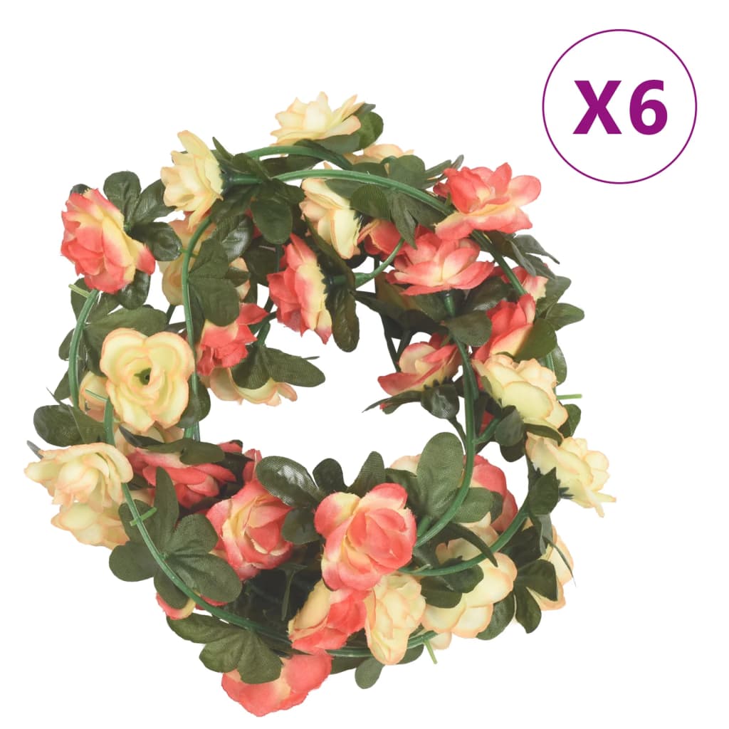 vidaXL Julkransar med blommor 6 st rosa och champagne 240 cm