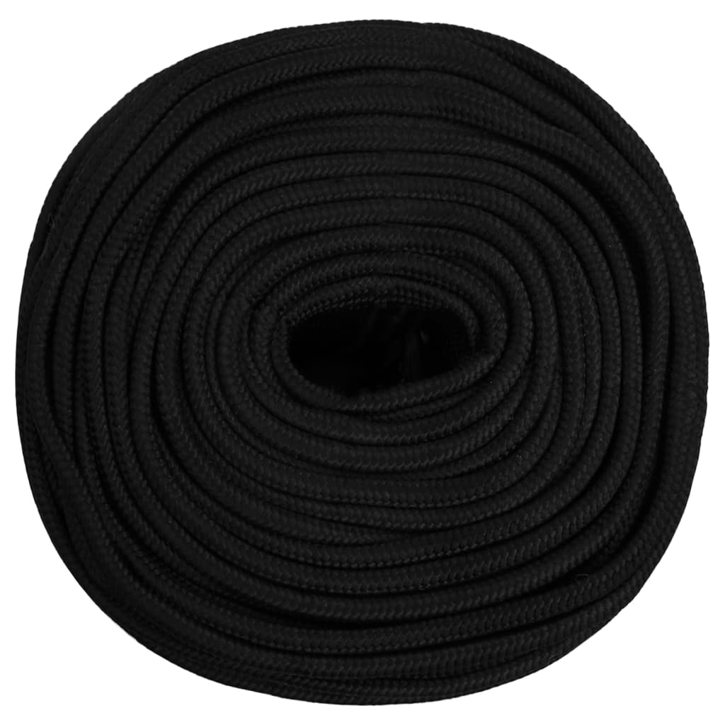 vidaXL Rep svart 6 mm 25 m polyester