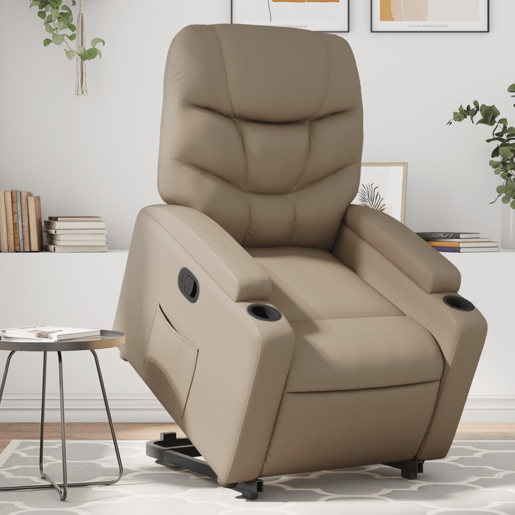 vidaXL Reclinerfåtölj med uppresningshjälp cappuccino konstläder