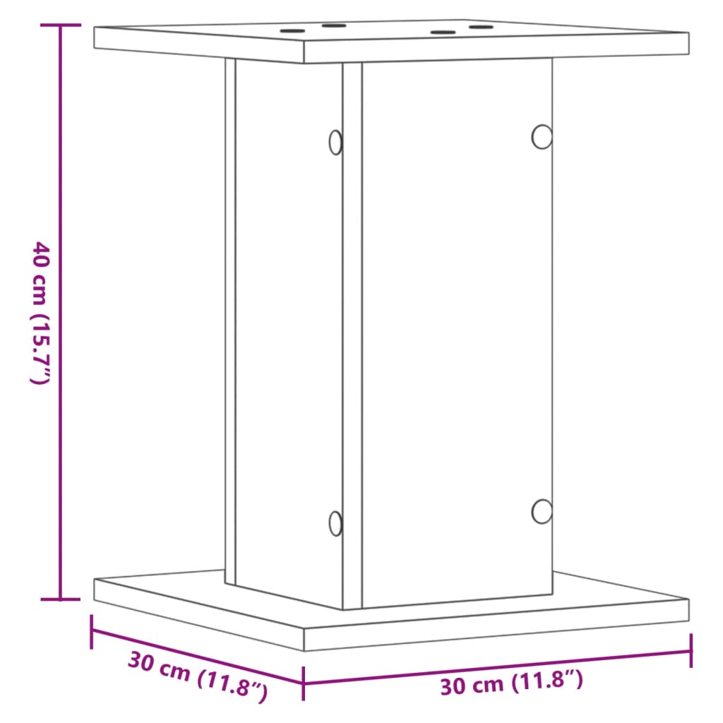 vidaXL Högtalarställ 2 st rökfärgad ek 30x30x40 cm konstruerat trä