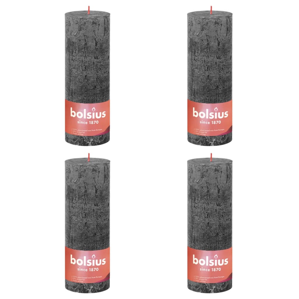 Bolsius Rustika blockljus 4-pack 190x68 mm stormgrå