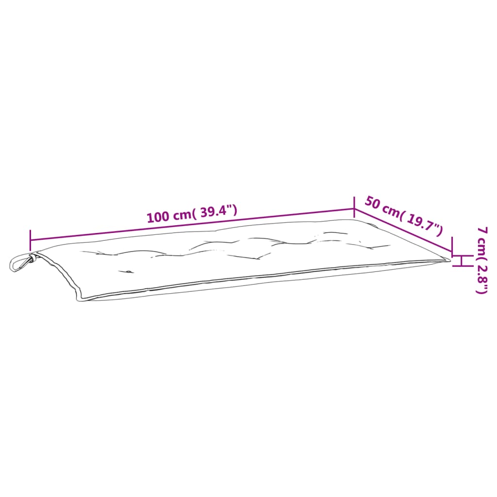 vidaXL Bänkdynor 2 st svartrutig 100x50x7 cm tyg