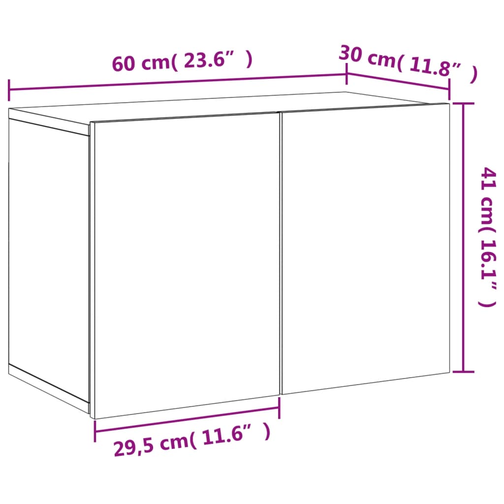 vidaXL Väggmonterad tv-bänk sonoma-ek 60x30x41 cm