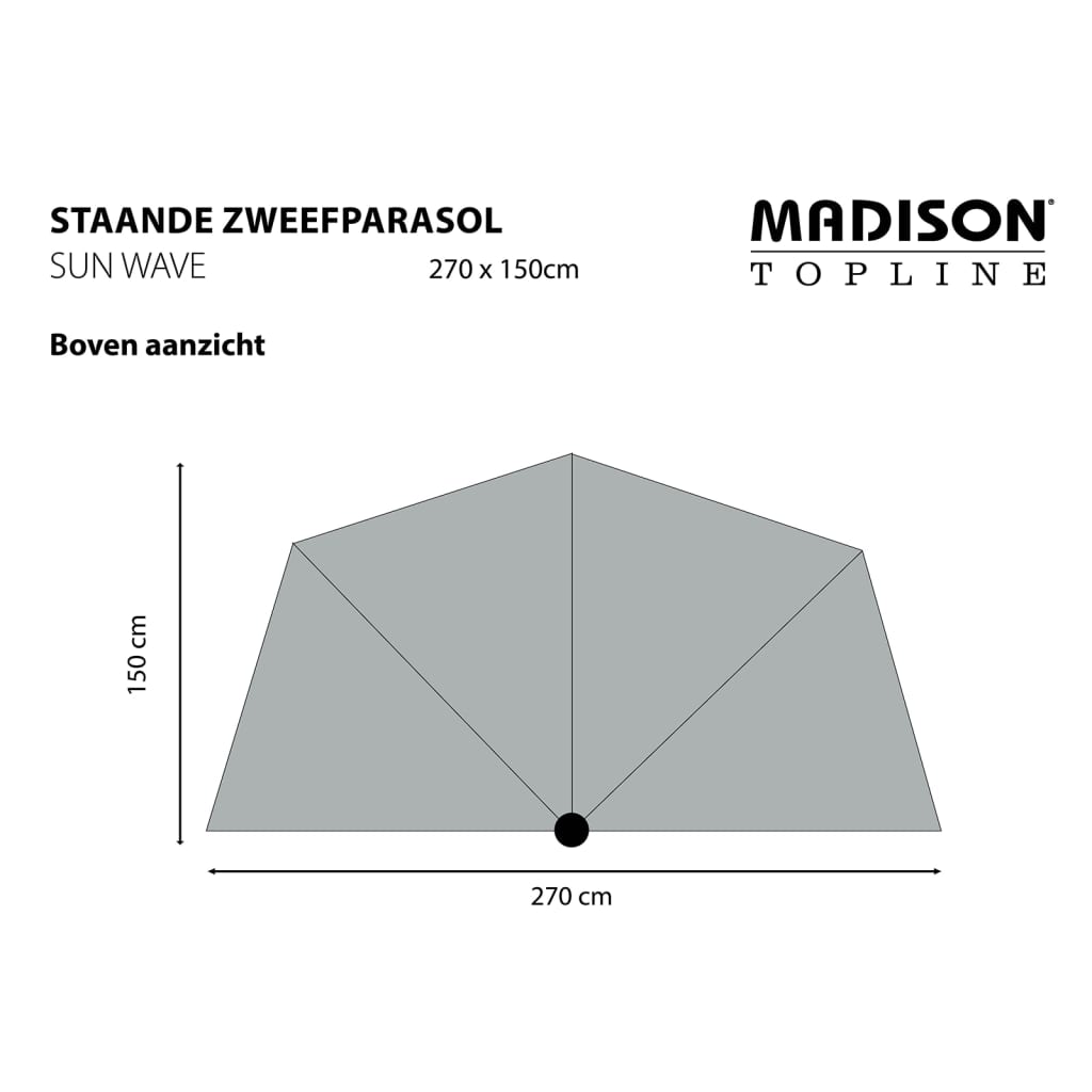 Madison Balkongparasoll Sun Wave 270x150 cm tegelstensröd