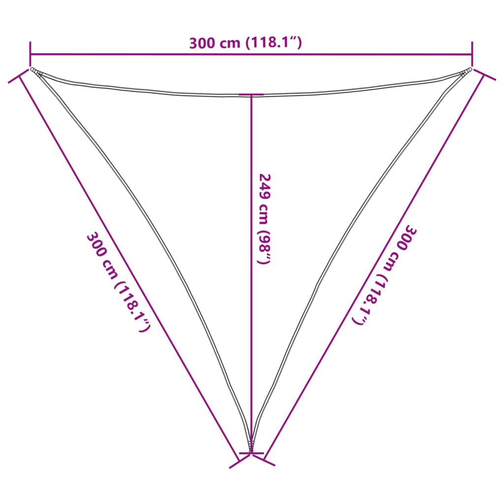 vidaXL Solsegel ljusgrå 3x3x3 m 100% polyesteroxford