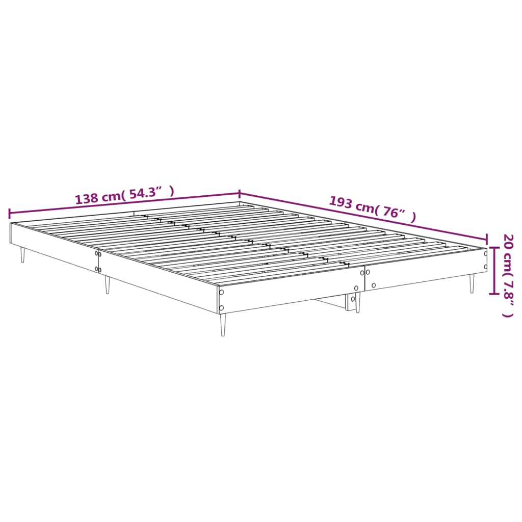 vidaXL Sängram brun ek 135x190 cm konstruerat trä