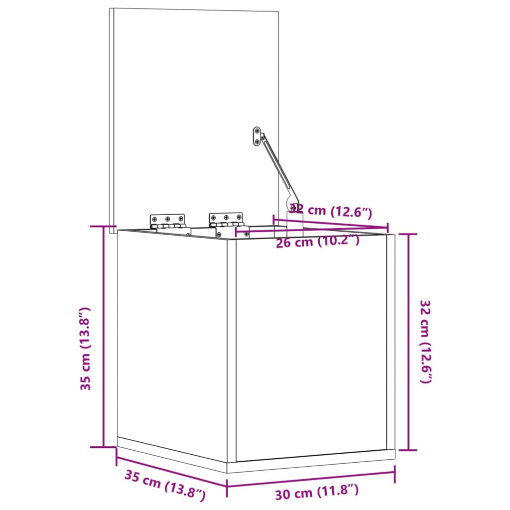 vidaXL Förvaringslåda betonggrå 30x35x35 cm konstruerat trä