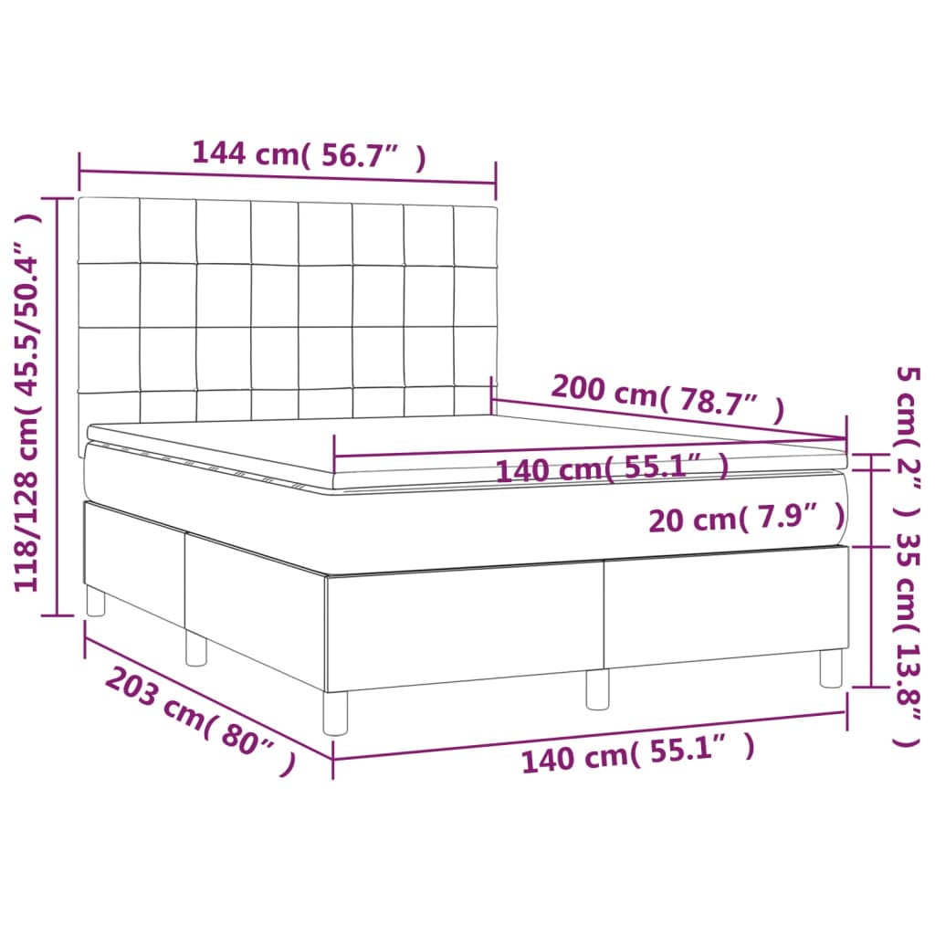 vidaXL Ramsäng med madrass svart 140x200 cm sammet