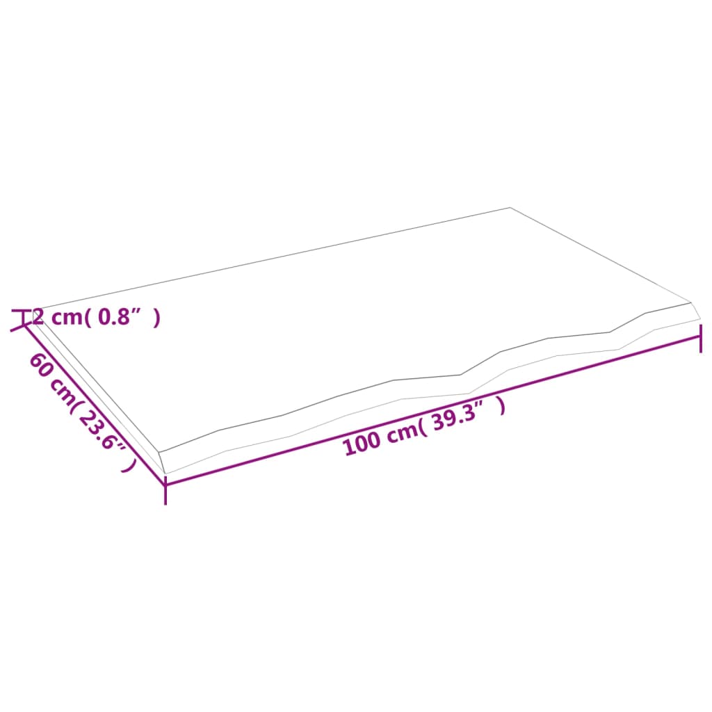 vidaXL Bordsskiva 100x60x2 cm obehandlad massiv ek