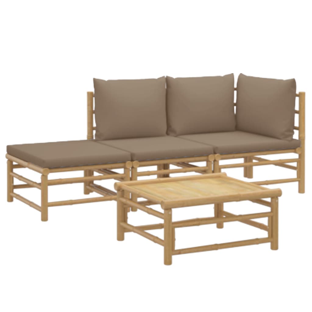 vidaXL Loungegrupp 4 delar taupe dynor bambu