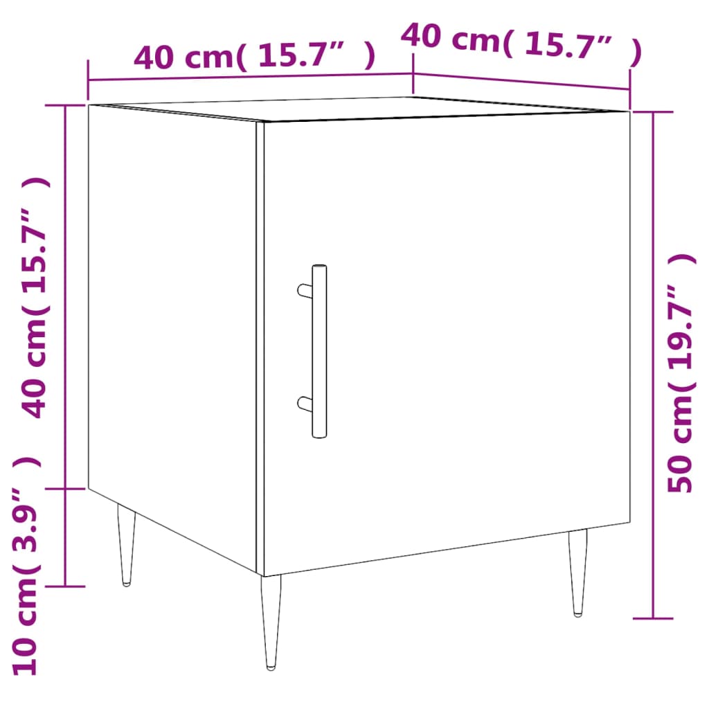 vidaXL Sängbord 2 st sonoma-ek 40x40x50 cm konstruerat trä