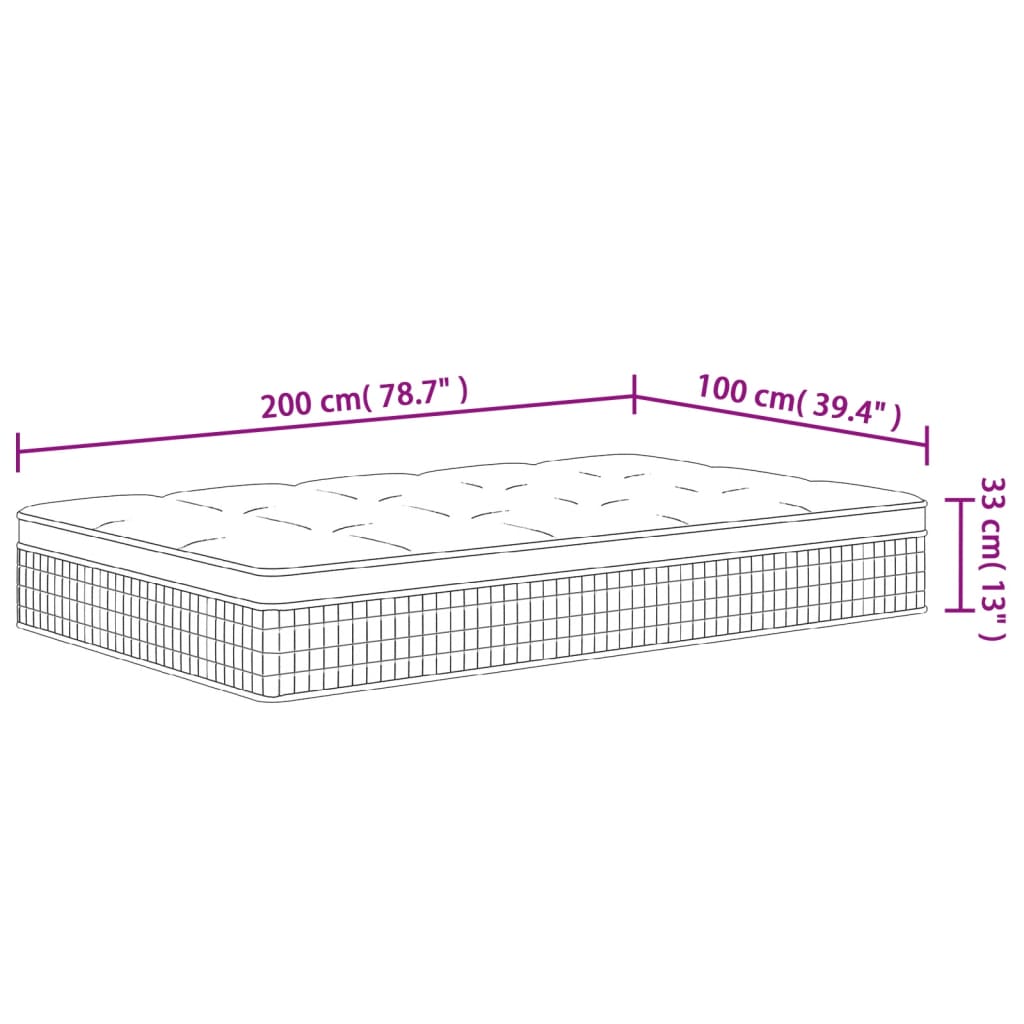 vidaXL Pocketresårmadrass medium fast 100x200 cm