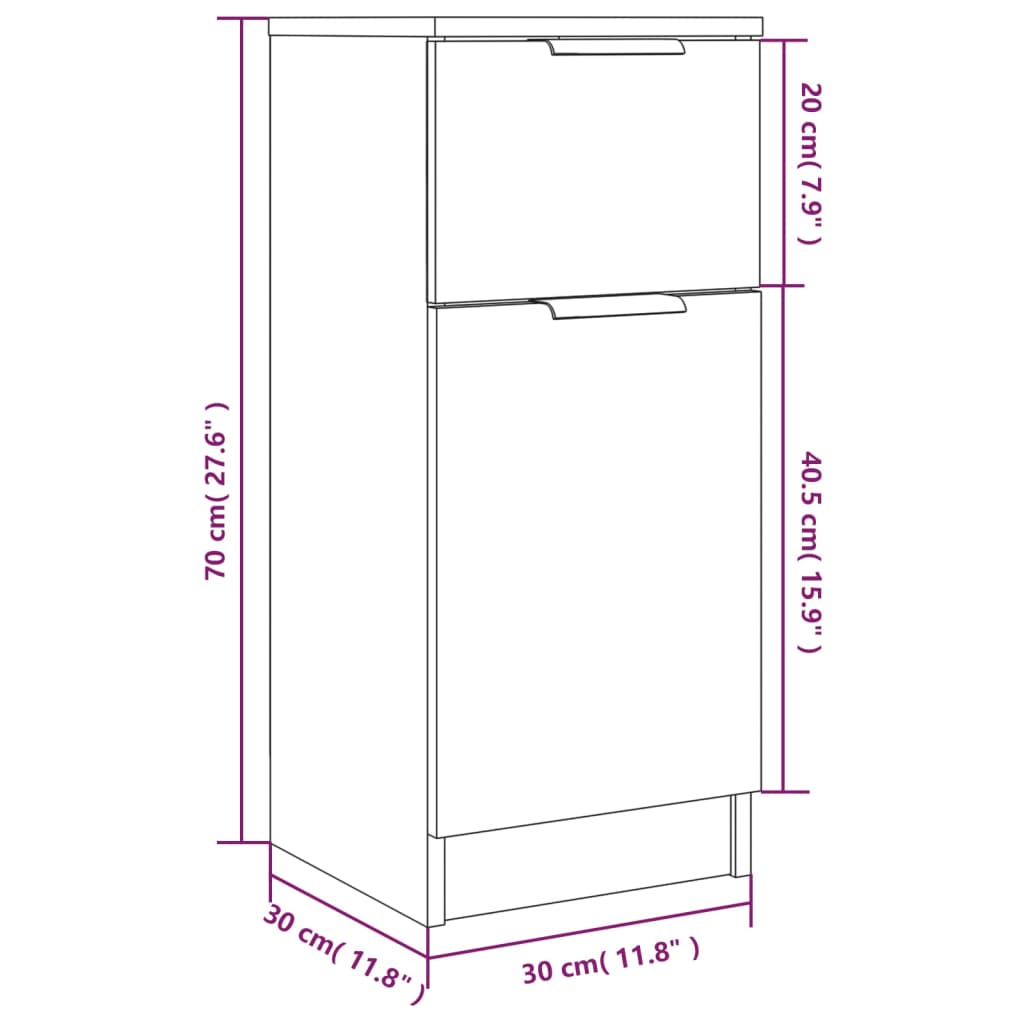 vidaXL Skåp vit 30x30x70 cm konstruerat trä