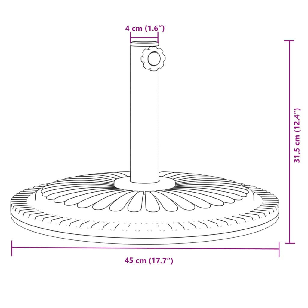 vidaXL Parasollfot för Ø38 / 48 mm stolpar 12 kg rund