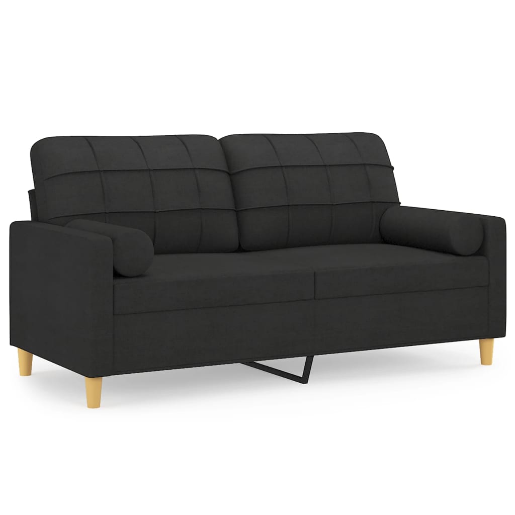 vidaXL 2-sits soffa med prydnadskuddar svart 140 cm tyg