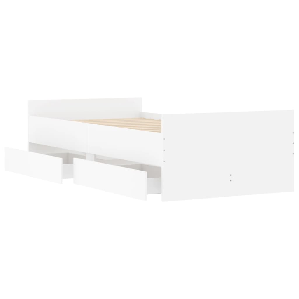 vidaXL Sängram med lådor vit 90x200 cm