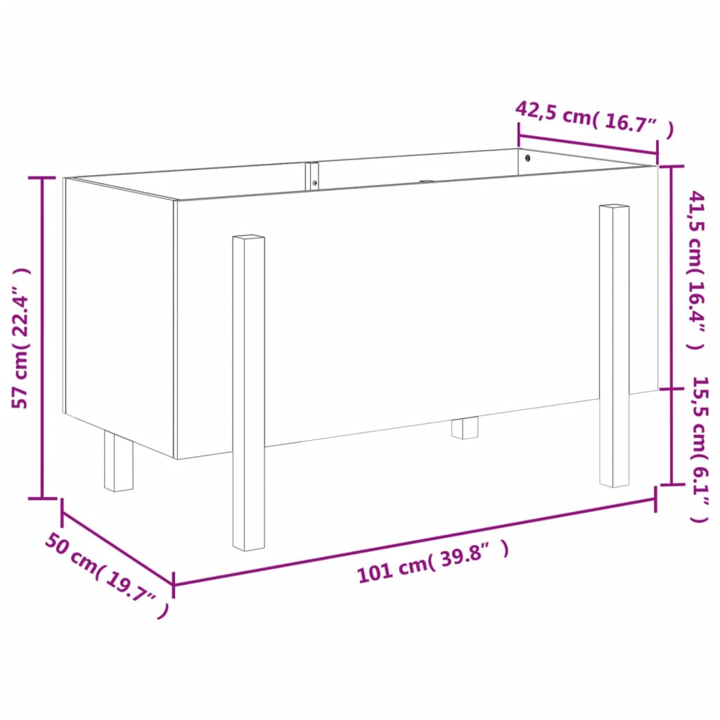 vidaXL Odlingslåda på ben 101x50x57 cm vit massiv furu