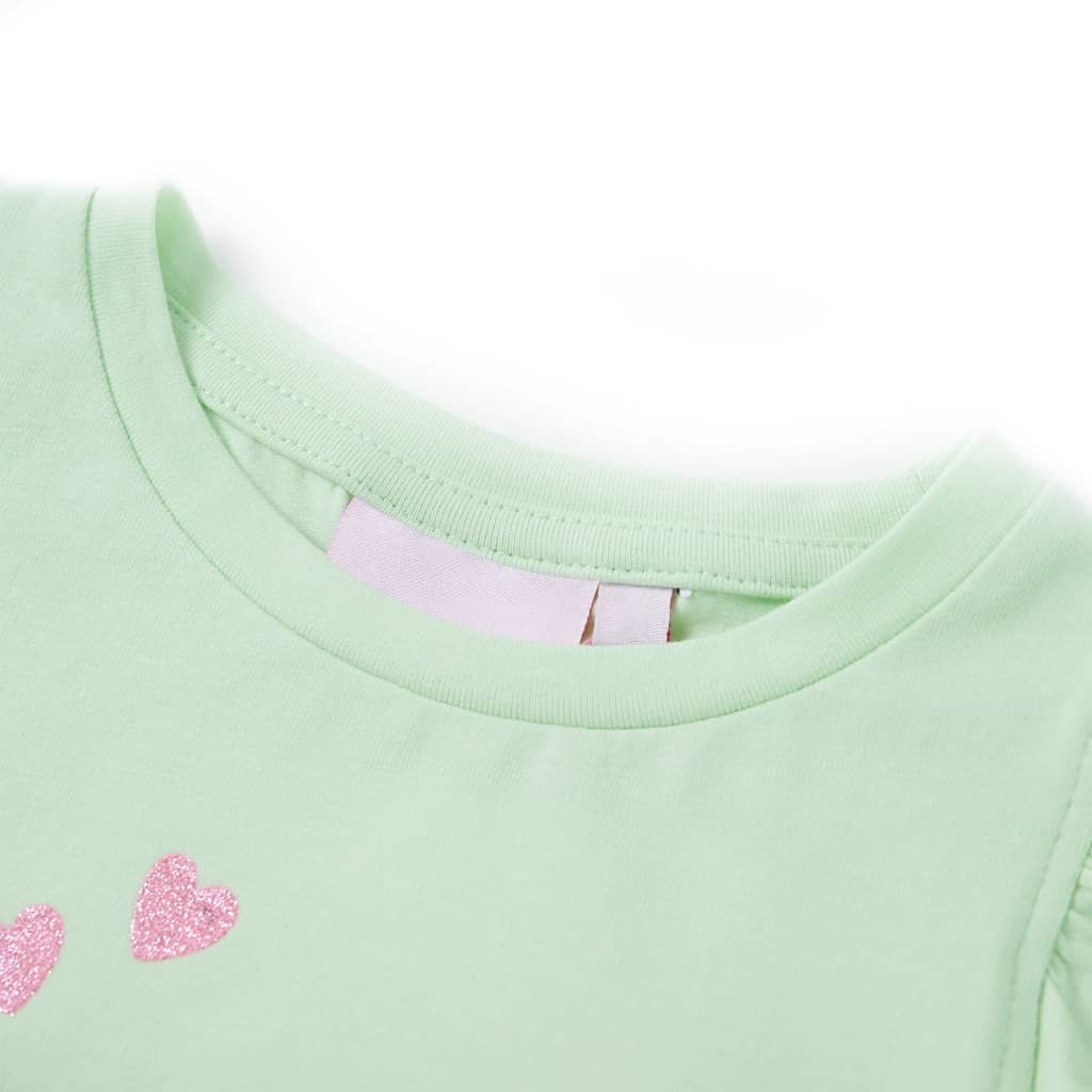T-shirt med volangärmar för barn mjuk grön 104