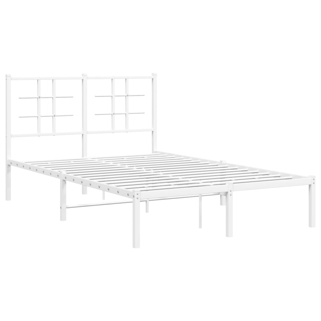 vidaXL Sängram med huvudgavel metall vit 120x200 cm