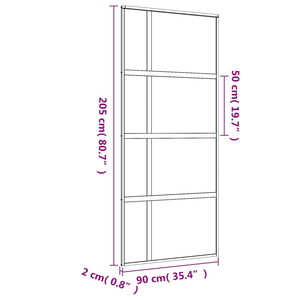 vidaXL Skjutdörr guld 90x205 cm klart ESG-glas och aluminium