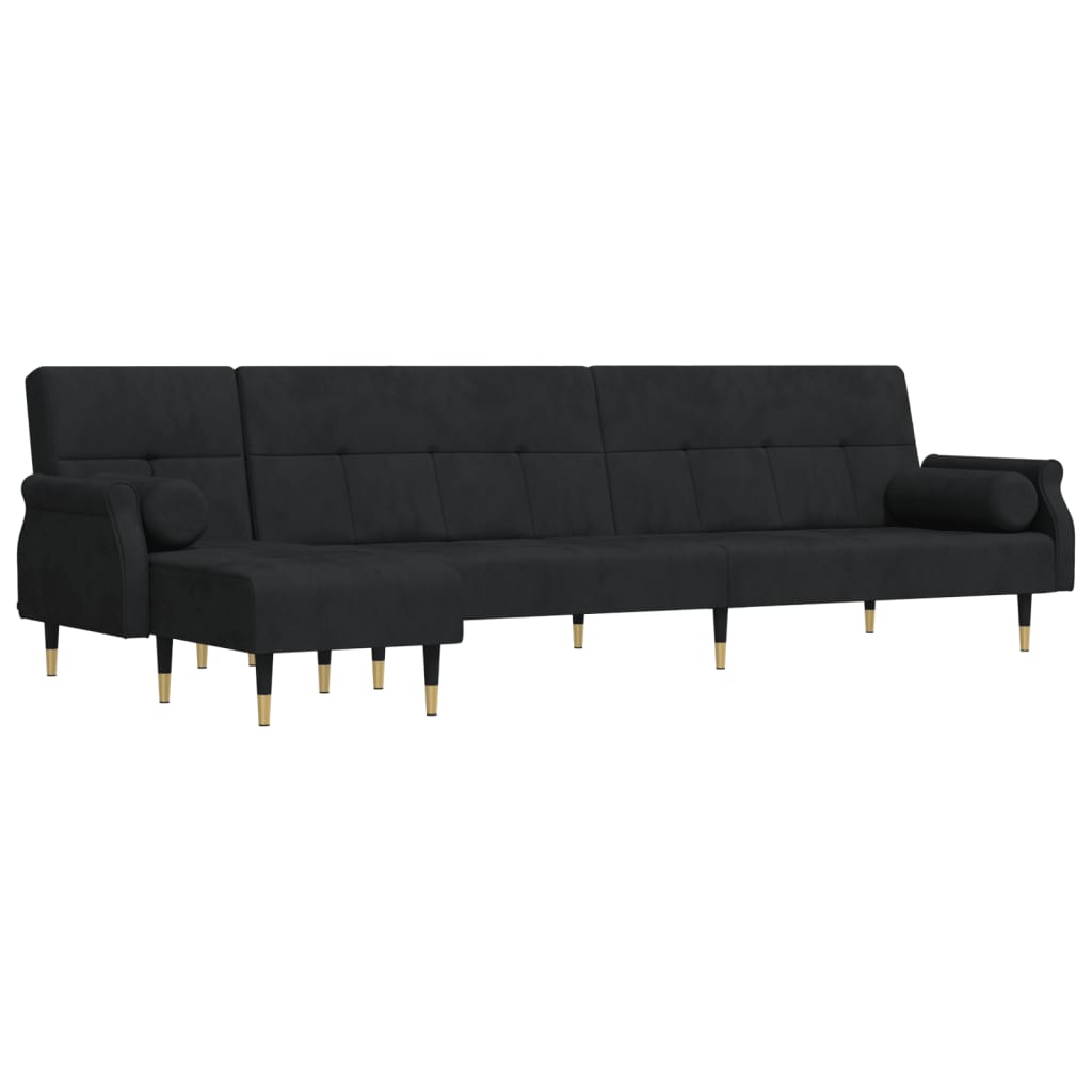 vidaXL L-formad soffa svart 271x140x70 cm sammet