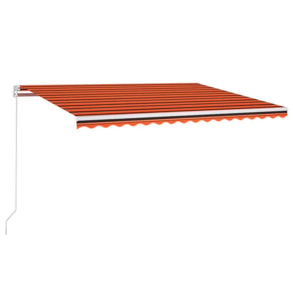 vidaXL Markis manuellt infällbar med LED 400x350 cm orange och brun