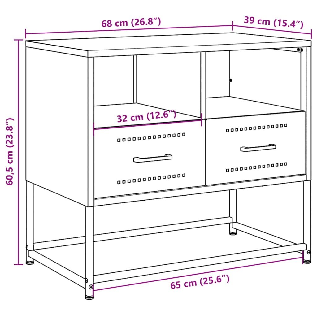 vidaXL TV-skåp antracit 68x39x60,5 cm stål