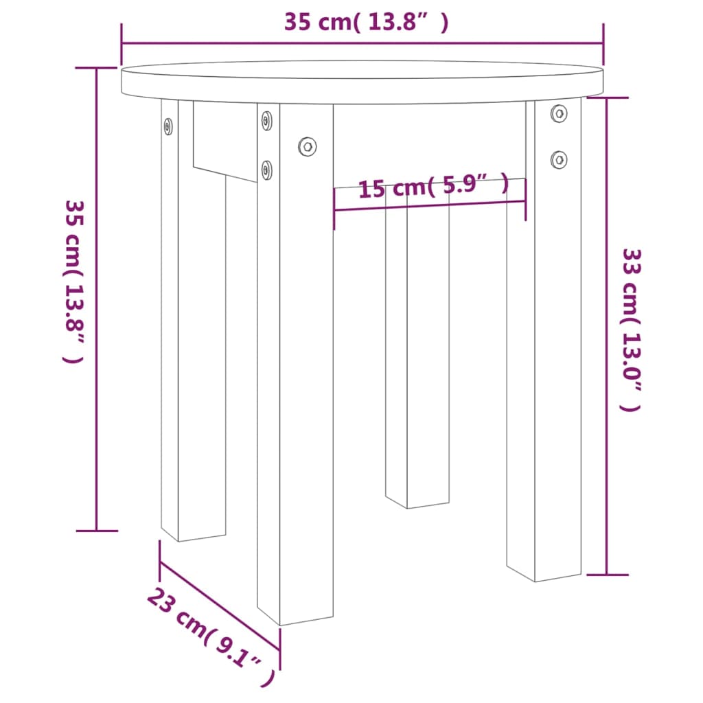 vidaXL Soffbord vit Ø 35x35 cm massiv furu