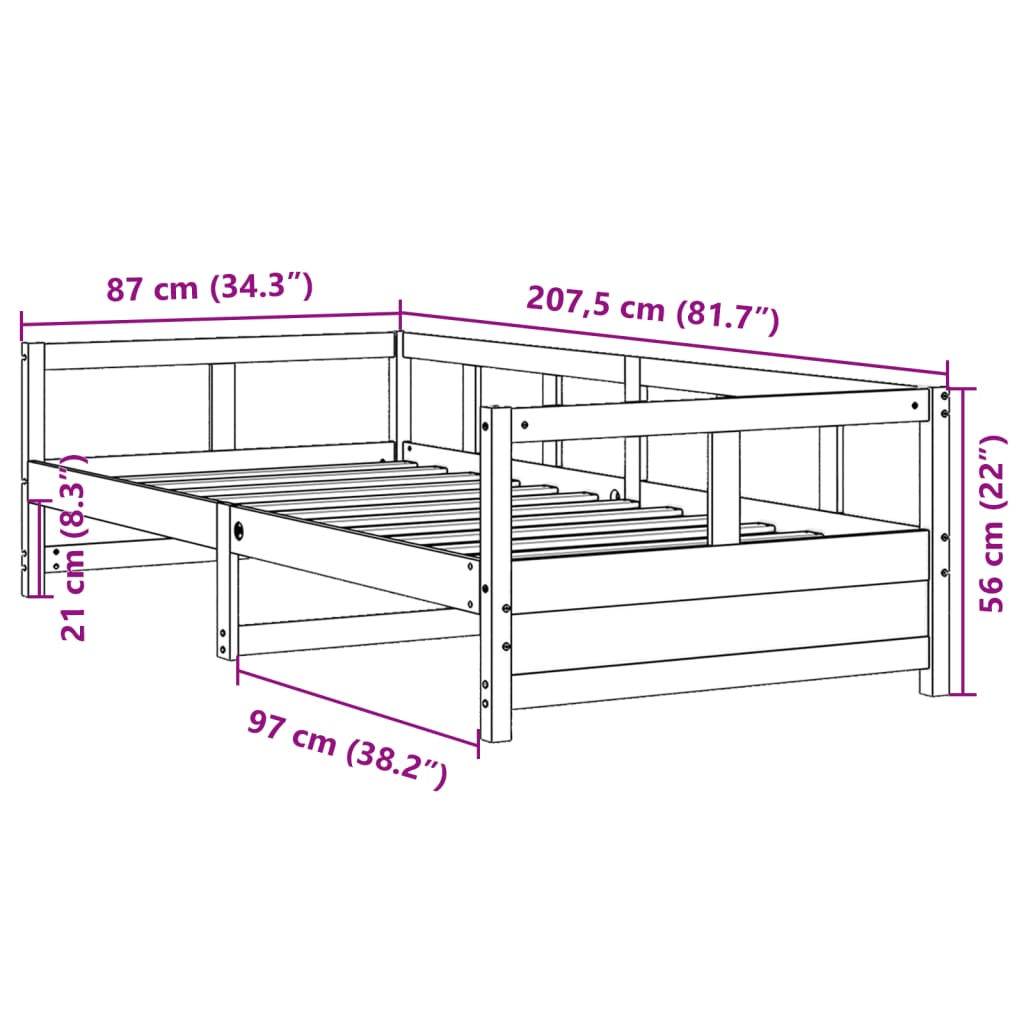 vidaXL Dagbädd utan madrass vit 80x200 cm massiv furu