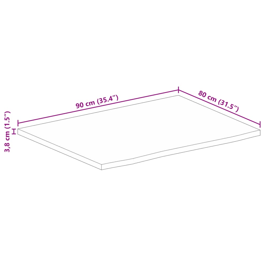 vidaXL Bordsskiva 90x80x3,8 cm levande kant massivt mangoträ