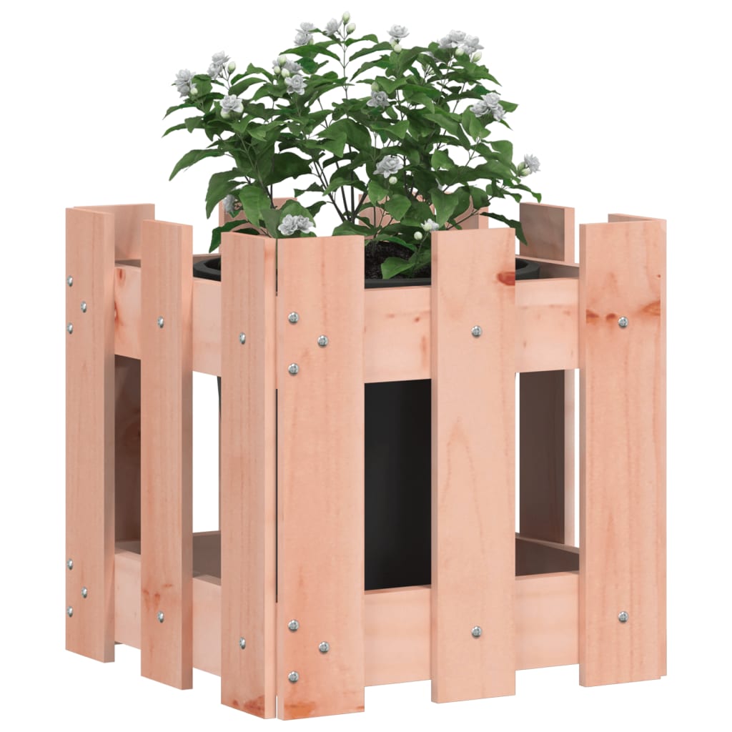 vidaXL Odlingslåda med staket-design 30x30x30 cm massivt douglas-trä