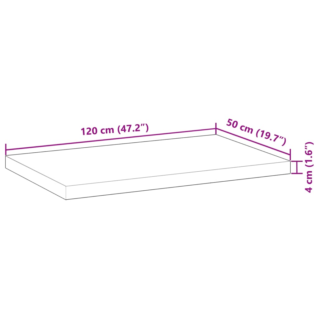 vidaXL Bänkskiva för badrum behandlad 120x50x4 cm massivt akaciaträ