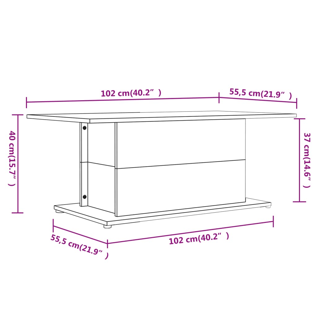 vidaXL Soffbord vit 102x55,5x40 cm konstruerat trä