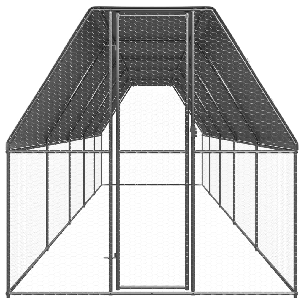 vidaXL Hönsbur för utomhusbruk 2x10x2 m galvaniserat stål