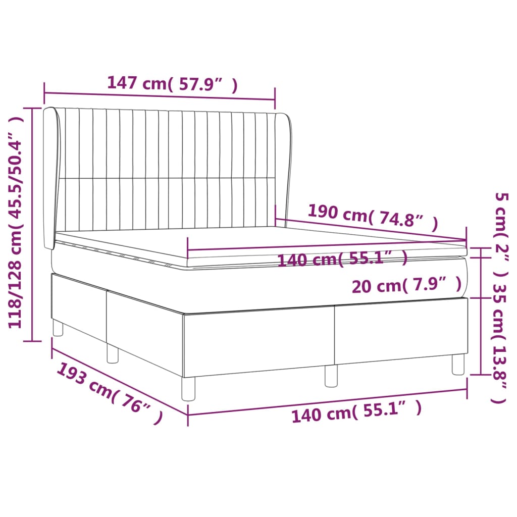 vidaXL Ramsäng med madrass mörkgrön 140x190 cm sammet