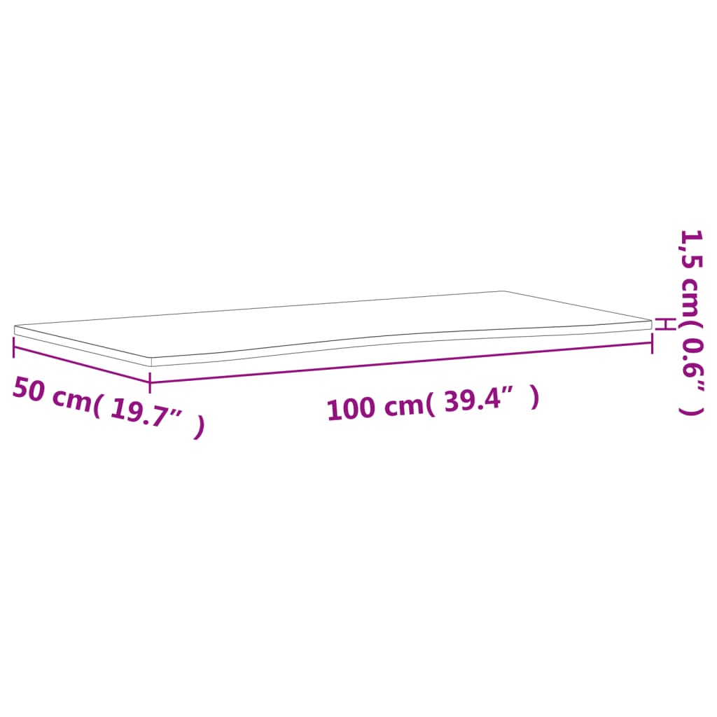 vidaXL Bordsskiva 100x(45-50)x1,5 cm massivt bokträ